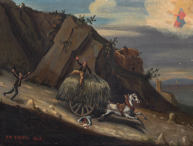 Accident de charrette ; Ex voto de Justin Valhien