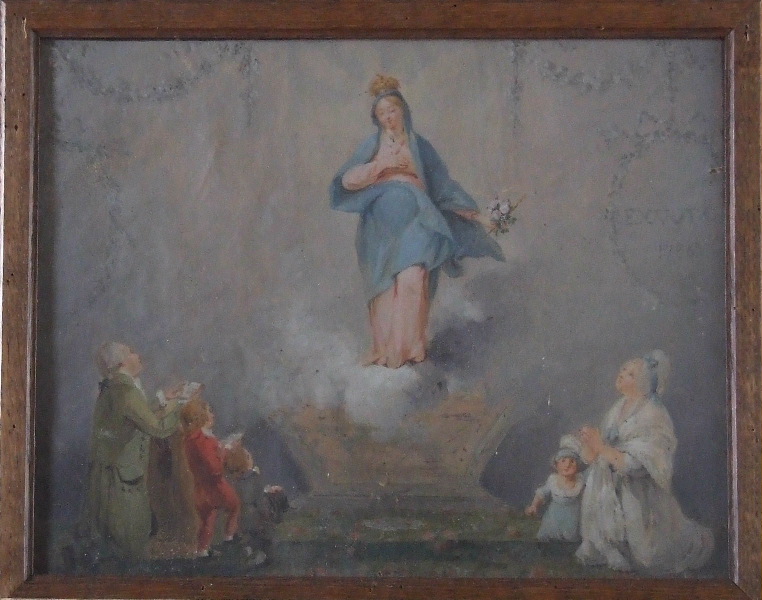 L'Immaculée Conception adorée par une famille ; Ex voto d'Augustin de Roubin