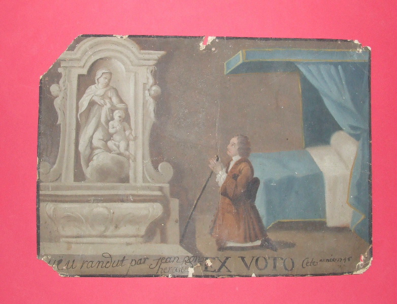 Homme priant la Vierge et l'Enfant Jésus ; Ex voto de Jean Pons Héraud