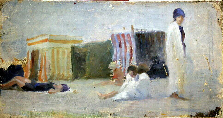 Baigneuses devant leurs tentes