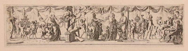 Satyres célébrant les offrandes de Bacchus