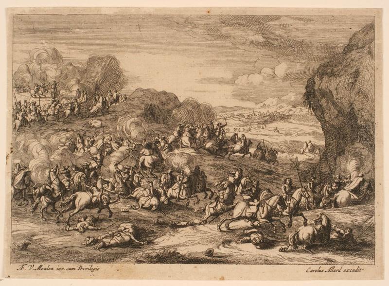 Scène de bataille avec des cavaliers