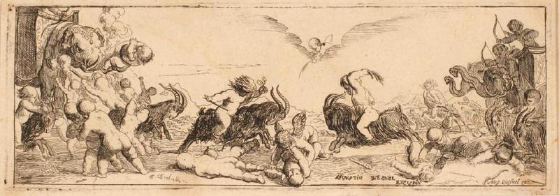 Ensemble dit Petites frises : Amours combattant les troupes de Bacchus