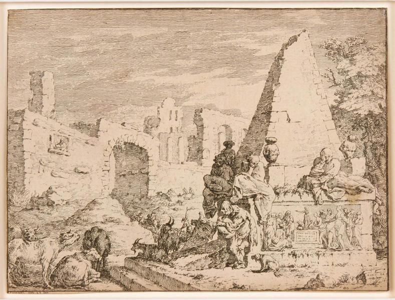 Bergers près d'un palais en ruines