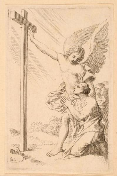 Jeune homme agenouillé en prières