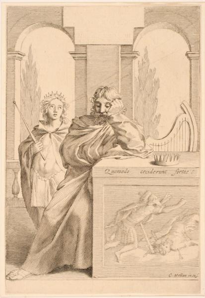 Titre-frontispice ; Roi David accoudé