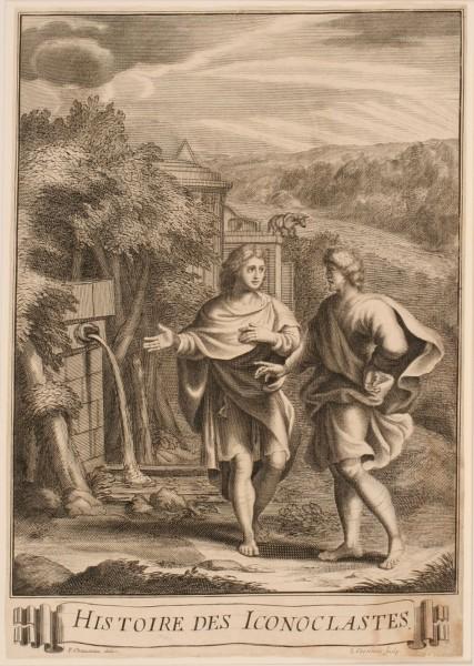 Frontispice de l'ouvrage de Louis Maimbourg intitulé : Histoire de l'hérésie des iconoclastes et de la translation de l'Empire aux Français