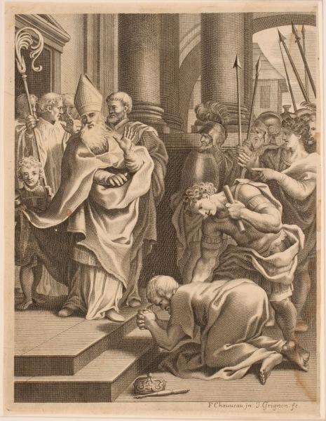 Prince déposant sa couronne aux pieds du pape