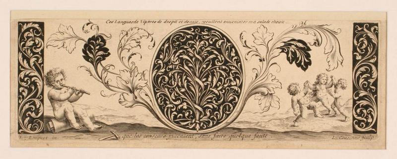 Rinceaux et motifs blancs sur fond noir