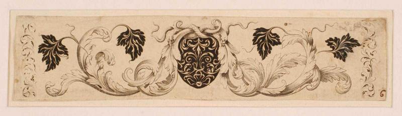 Rinceaux et motifs blancs sur fond noir