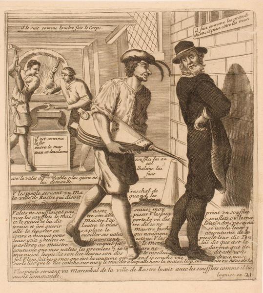 Livre des Proverbes (4e livre) : Vlespiegle seruant vn Mareschal de la ville de Rostre