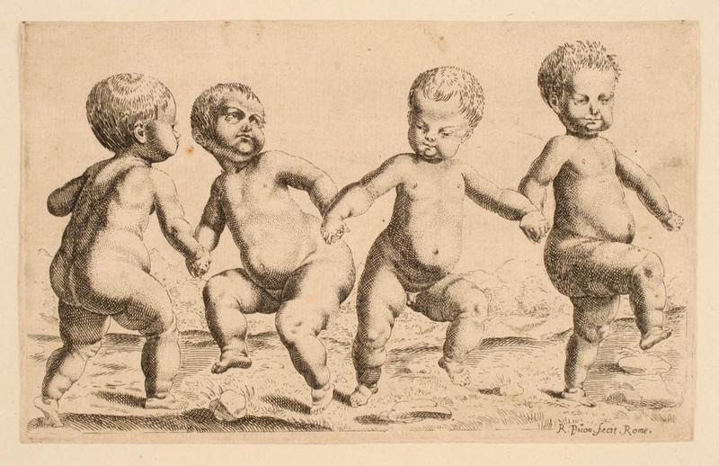 Quatre enfants dansant