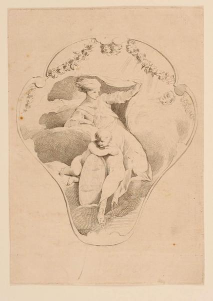 Femme sur une nuée avec deux putti