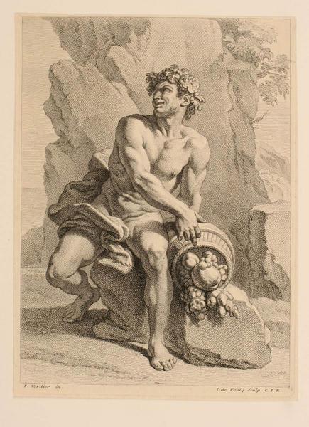 Recueil de diverses académies : Académie d'homme tenant une corbeille de fruits