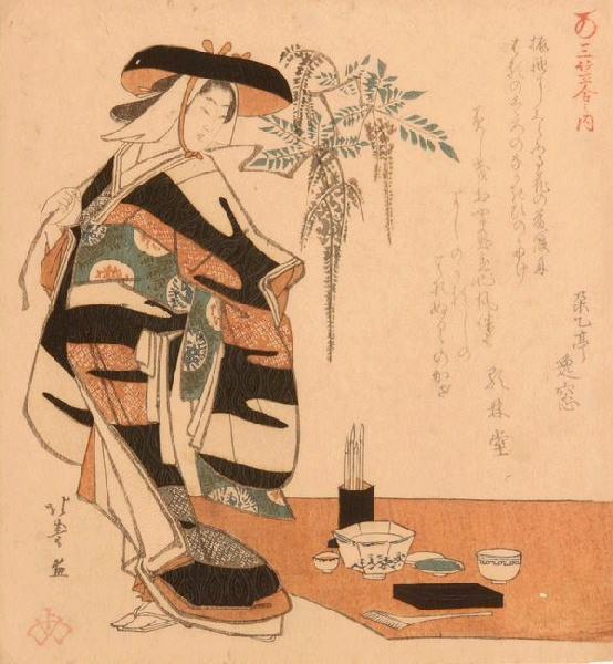 Femme se préparant à pratiquer la calligraphie