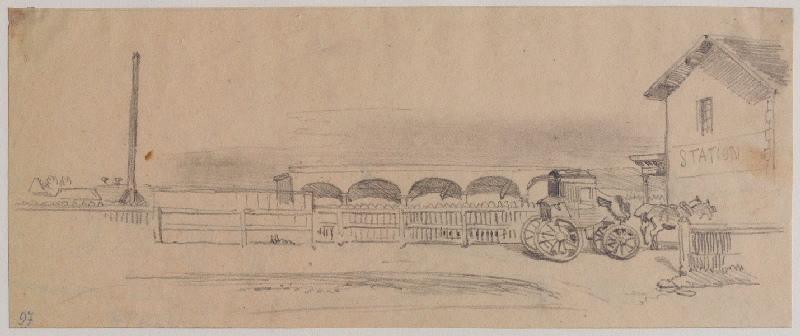 Gare avec une voiture attelée