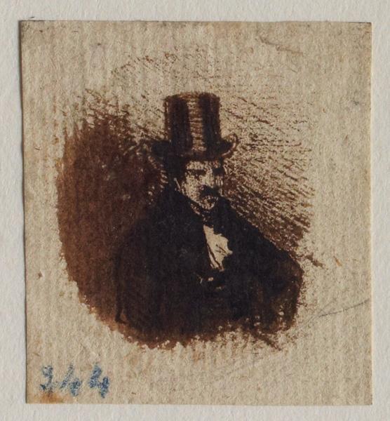 Portrait miniature d'homme au chapeau