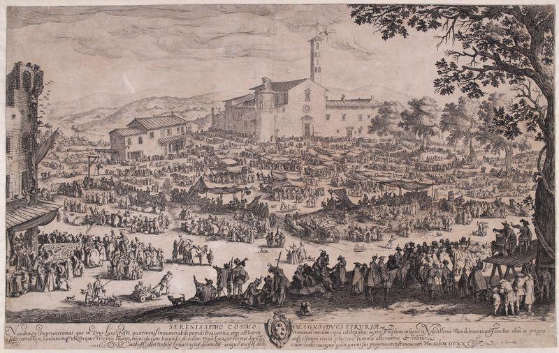 La Foire de l'Impruneta (2e planche) (titre de J. Lieure (cf. bibliographie, 1927)) ; L'Impruneta (2e planche) (titre de J. Lieure (cf. bibliographie, 1927)) ; La grande Foire de Florence (2e planche) (titre de E. Meaume (cf. bibliographie, 1860))