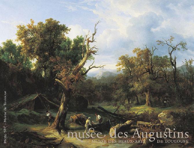 Les bûcherons ; intérieur de forêt