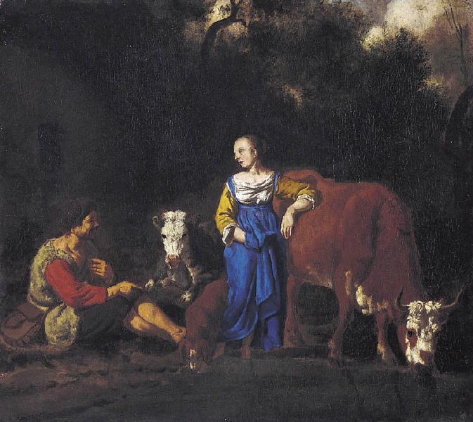 Berger et vachère (Titre de David Fiozzi.) ; Scène pastorale