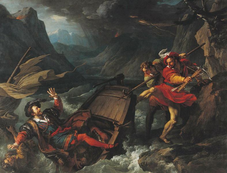 Guillaume Tell renversant la barque sur laquelle le gouverneur Gessler traversait le lac de Lucerne