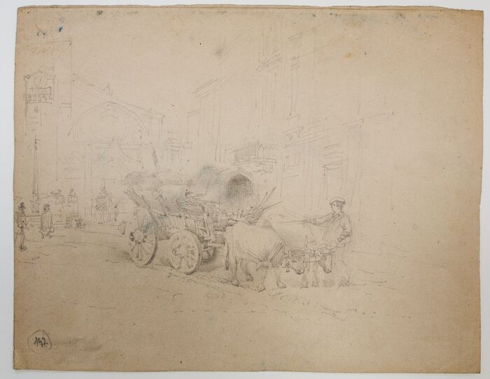 [Attelage de boeufs place Saint-Etienne] (Recto) ; [Chargement du linge quai de la Daurade] (Verso)