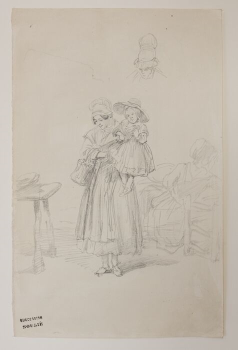 [Femme tenant un enfant dans ses bras] ; [Etude de coiffe]