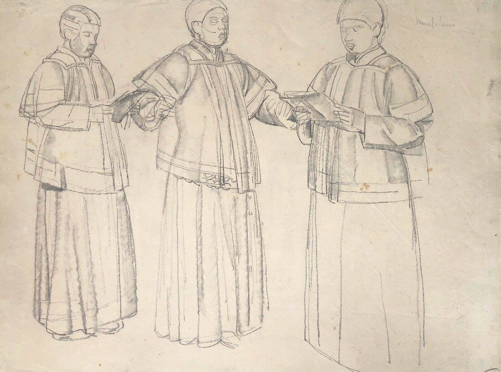 [Etude de trois enfants de choeur pour la fresque du Couronnement de la Vierge] ; [Première pensée pour la procession de prêtres pour la fresque du Couronnement de la Vierge]