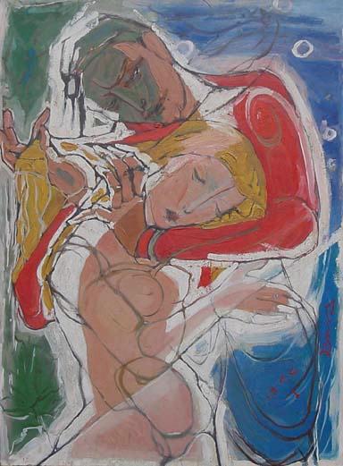 Femme avec homme en rouge