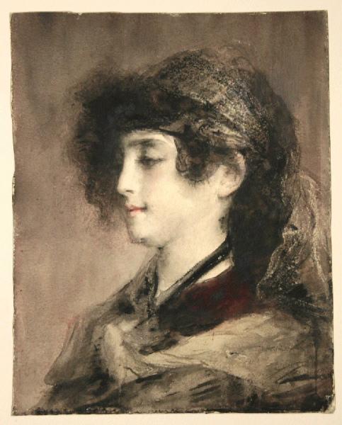 Jeune femme aux cheveux noués