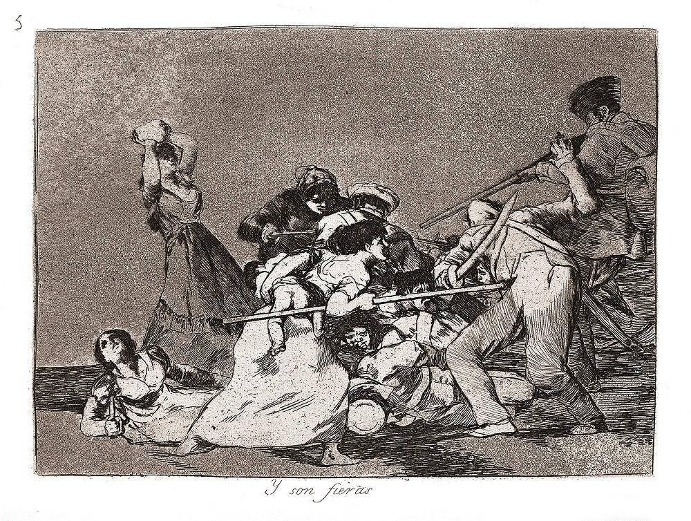 Les désastres de la guerre (Planche 05) : Et elles sont féroces ; Y son fieras