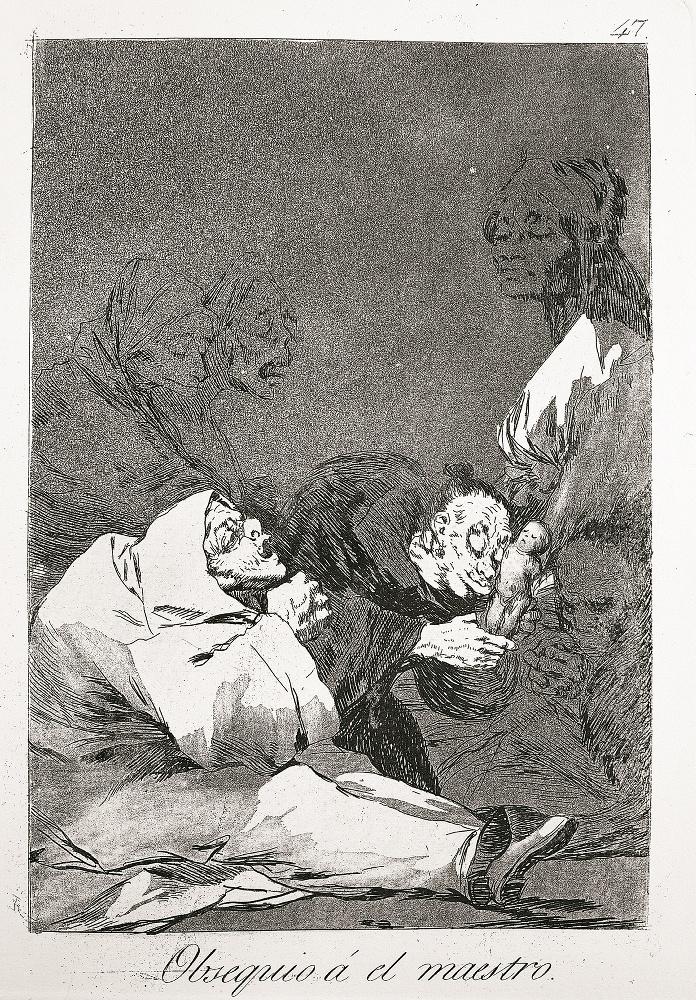 Les Caprices (Planche 47) : Hommage au maître ; Obsequio a el maestro