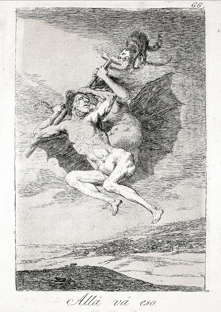 Les Caprices (Planche 66) : Ça va par là ; Allá vá eso