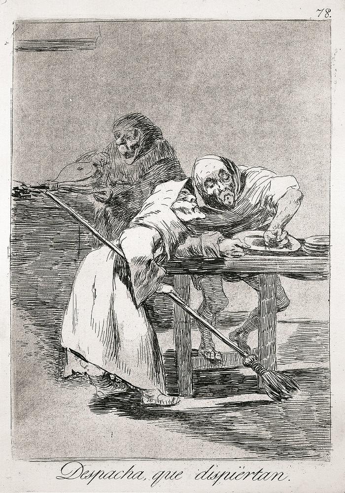 Les Caprices (Planche 78) : Presse toi, ils se réveillent ; Despacha, que dispièrtan