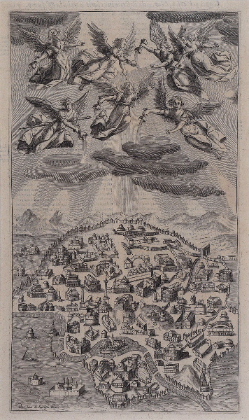 Alcazar in Apocalyptus (gravure illustrant le livre publié en 1619 par le Jésuite Louis Alcazar sur l'Apocalypse selon St jean)