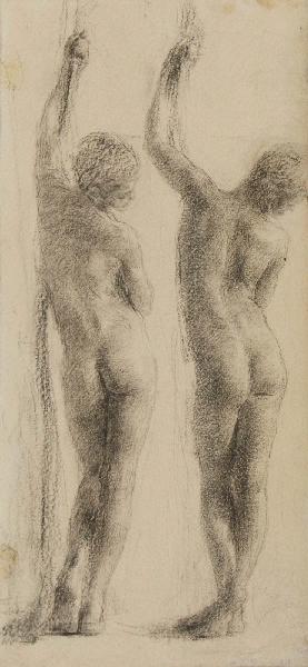 Etude de deux personnages nus pour Narcisse
