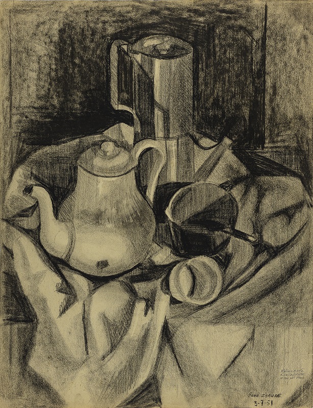 Nature morte à la cafetière et au pot blanc