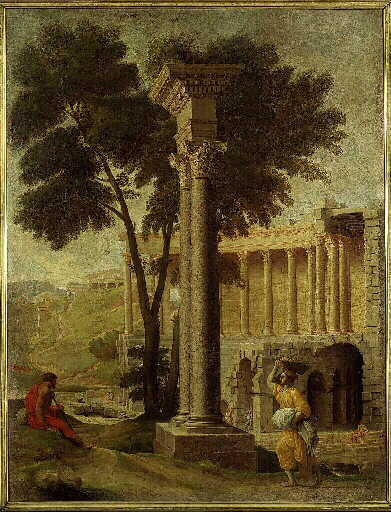 Paysage avec des ruines antiques