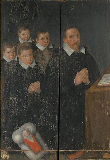 Un donateur et ses fils ; Crucifixion