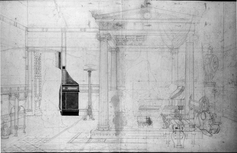 Décor architectural (Avec silhouette des personnages à la plume)