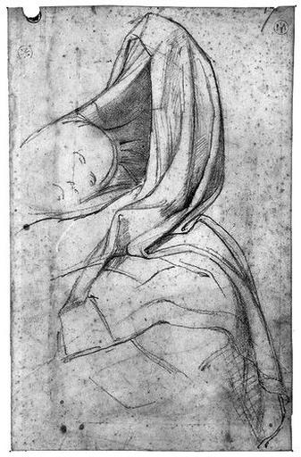 Antiochos (Son bras gauche soulevant la draperie qui le cache, avec la tête esquissée). Au verso : ANTIOCHOS, sa tête, avec le bras gauche, à la plume, en pointillé