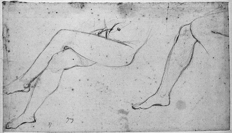 Octavie (Ses jambes nues). Verso : Auguste, deux études, et reprise du corps d'Octavie