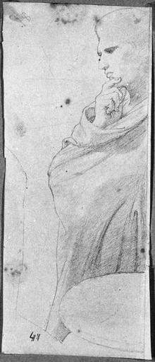 Agrippa (A mi-corps, tourné vers la gauche, portant la main à son menton.)