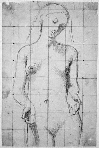 La Vierge (Nue, tête inclinée, mains baissées et ouvertes)