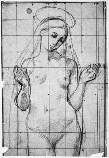 La Vierge (Nue, tête inclinée, les bras pliés)