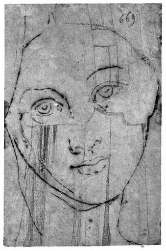 Vénus (Sa tête, par dessus un autre dessin au crayon : sorte de draperie.)