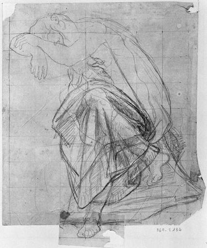 Ossian endormi (Etude pour la draperie, notamment sur les jambes.)