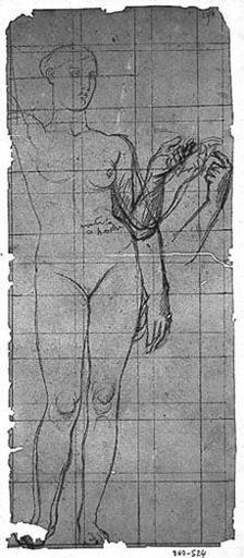 Astrée (Avec variantes pour le bras gauche et repentir à la sanguine pour le pied droit)