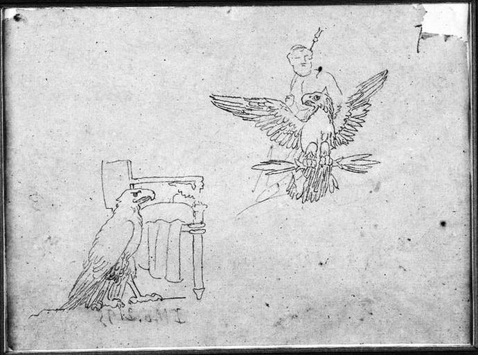 Jupiter sur un aigle (Apothéose de Napoléon Ier), Aigle près d'un trône