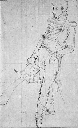 Achille Murat (Au verso : une composition à plusieurs personnages, peut-être une idée du portrait collectif)